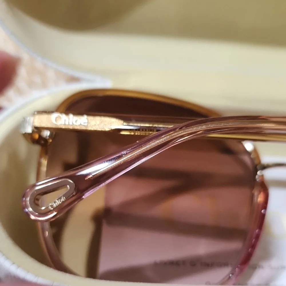 NEW CHLOE CH0031SA 002 59mm Pink Gold Oversized Sunglasses Italy - Picture 13 of 14